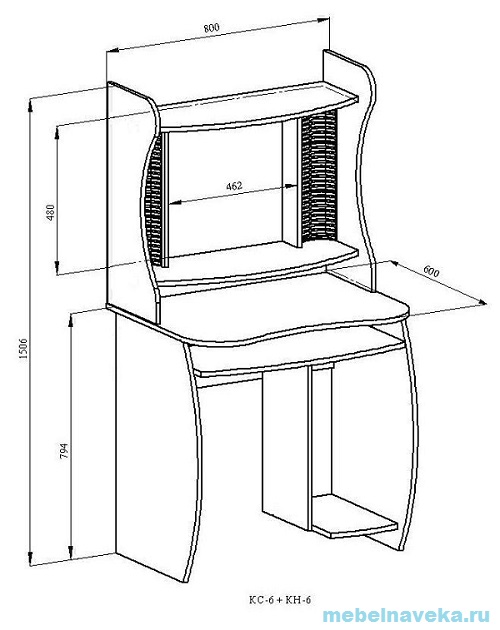 Компьютерный стол КС-6 Бекас с надстройкой КН-6